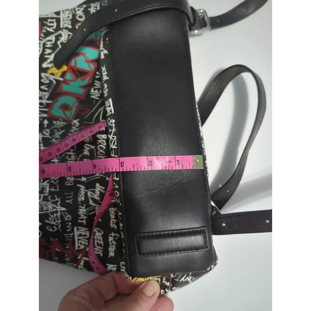 DKNY Tilly Graffiti Fold Over Backpack Purse Top Handle Zip Adjustable
